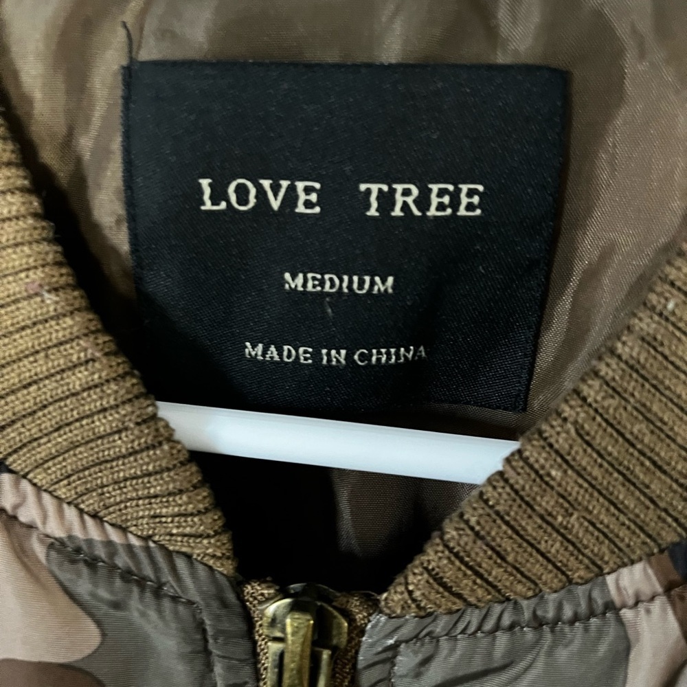 Love Tree Brown and Tan and Olives Camouflage Bomber Jacket - Picture 2 of 5